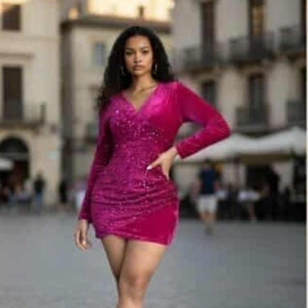 Elegant Pink Sequin Dress